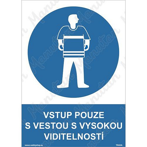 Vstup pouze s vestou s vysokou viditelností, samolepka 210 x 297 x 0,1 mm A4