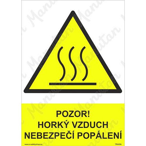 Pozor horký vzduch nebezpečí popálení, plast 210 x 297 x 0,5 mm A4