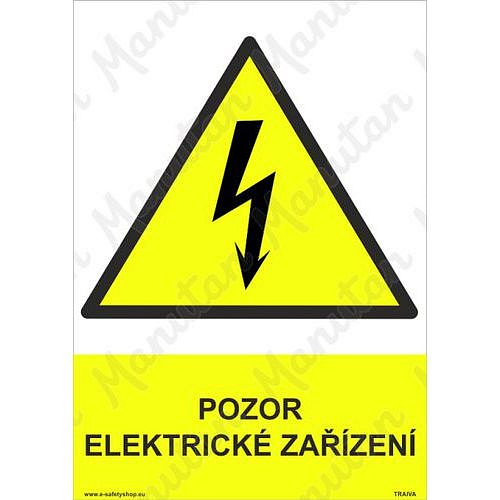 Pozor elektrické zařízení, plast 297 x 420 x 2 mm A3