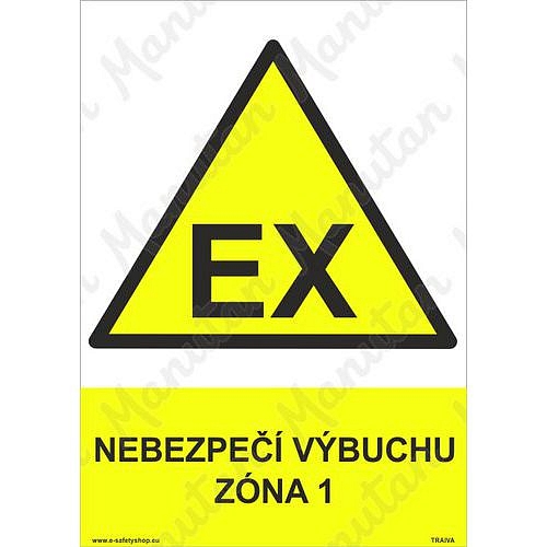Exploze nebezpečí výbuchu zóna 1, samolepka 210 x 297 x 0,1 mm A4