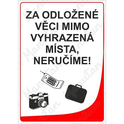 Za odložené věci neručíme, plast 210 x 297 x 0,5 mm A4