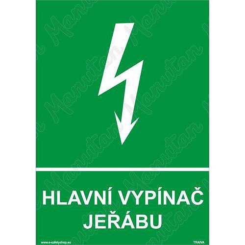 Hlavní vypínač jeřábu, samolepka 210 x 297 x 0,1 mm A4