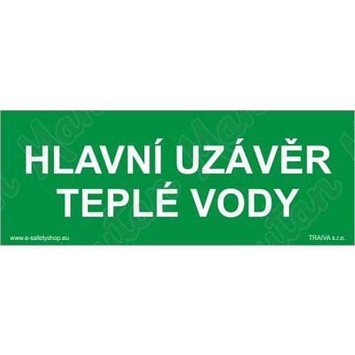 Hlavní uzávěr teplé vody, plast 210 x 80 x 0,5 mm