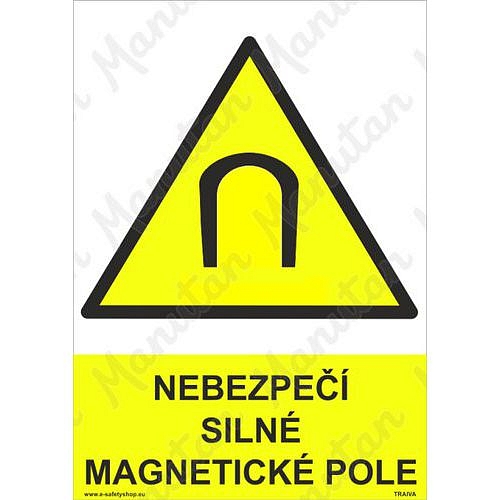 Nebezpečí silné magnetické pole, plast 210 x 297 x 0,5 mm A4