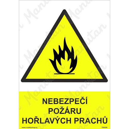 Nebezpečí požáru hořlavých prachů, plast 210 x 297 x 0,5 mm A4