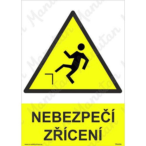 Nebezpečí zřícení, samolepka 210 x 297 x 0,1 mm A4