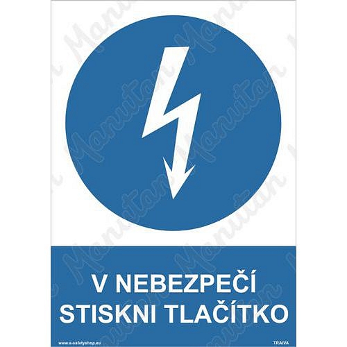 V nebezpečí stiskni tlačítko, plast 210 x 297 x 0,5 mm A4