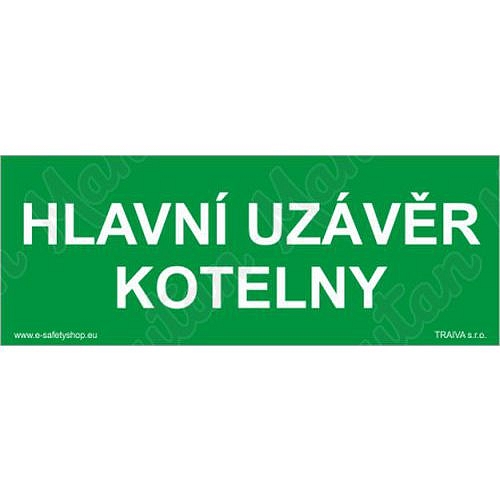 Hlavní uzávěr kotelny, plast 210 x 80 x 0,5 mm