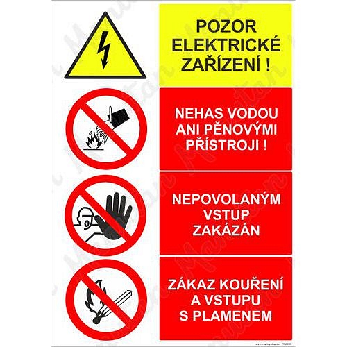 Pozor elektrické zařízení, plast 210 x 297 x 0,5 mm A4