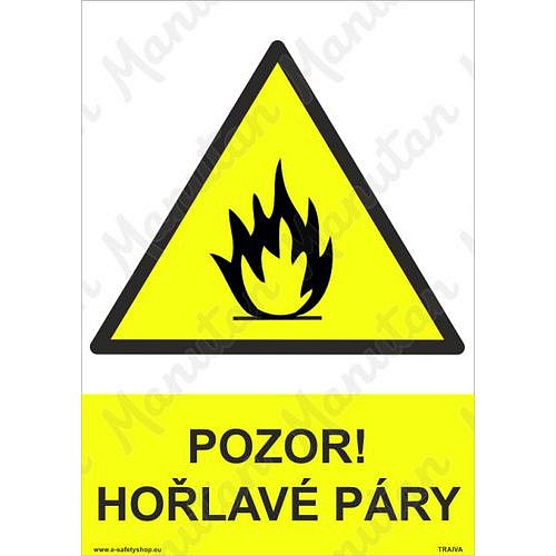 Pozor hořlavé páry, plast 210 x 297 x 0,5 mm A4