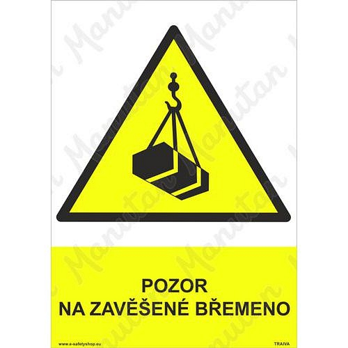 Pozor na zavěšené břemeno, plast 148 x 210 x 0,5 mm A5