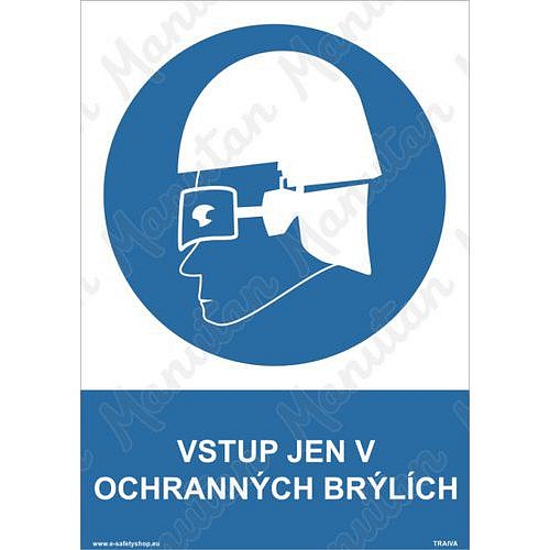 Vstup jen v ochraných brýlích, plast 210 x 297 x 2 mm A4