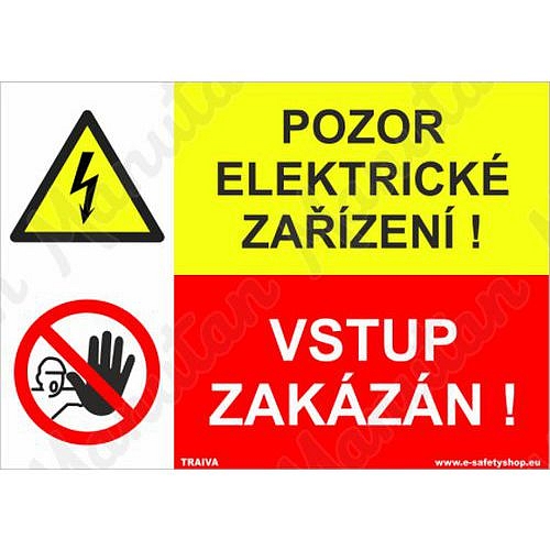 Pozor elektrické zařízení, plast 297 x 210 x 2 mm A4