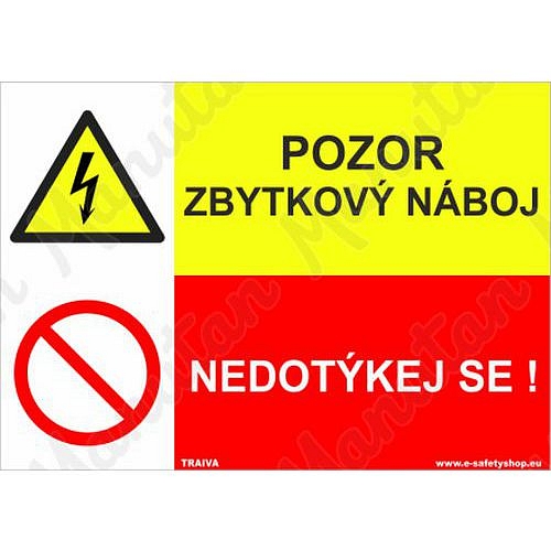 Pozor zbytkový náboj, samolepka 210 x 148 x 0,1 mm A5