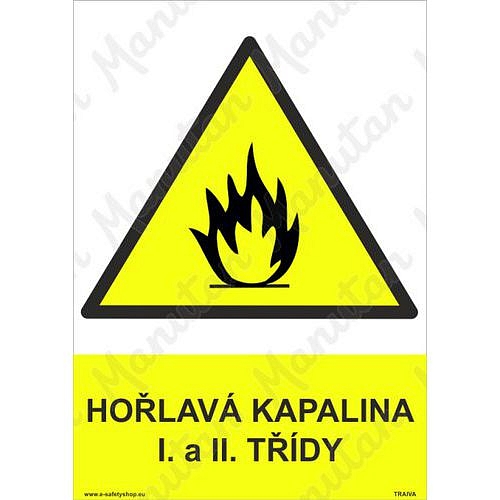 Hořlavá kapalina I. a II. třídy, plast 210 x 297 x 0,5 mm A4