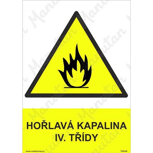 Hořlavá kapalina IV. třídy, plast 210 x 297 x 0,5 mm A4