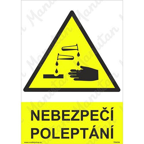 Nebezpečí poleptání, plast 210 x 297 x 2 mm A4