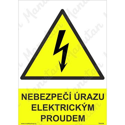 Nebezpečí úrazu elektrickým proudem, plast 148 x 210 x 0,5 mm A5