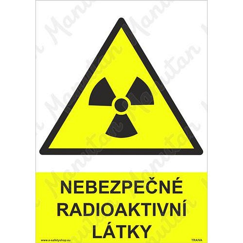 Nebezpečné radioaktivní látky, plast 148 x 210 x 0,5 mm A5