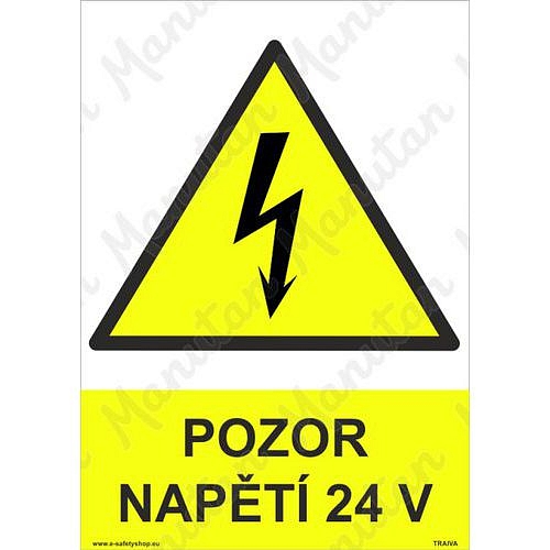 Pozor napětí 24 V, samolepka 148 x 210 x 0,1 mm A5