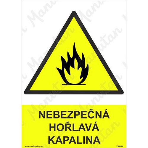 Nebezpečná hořlavá kapalina, plast 210 x 297 x 0,5 mm A4