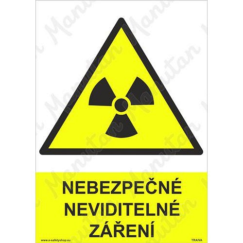 Nebezpečné neviditelné záření, samolepka 210 x 297 x 0,1 mm A4