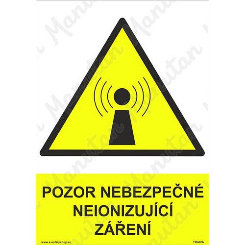 Pozor nebezpečné neionizující záření, plast 148 x 210 x 2 mm A5