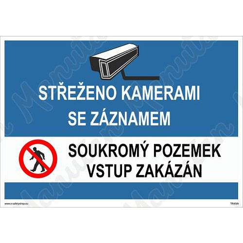 Střeženo kamerami se záznamem vstup zakázán, samolepka 210 x 148 x 0,1 mm A5