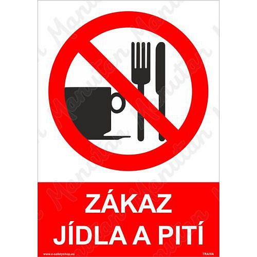 Zákaz jídla a pití, plast 148 x 210 x 2 mm A5