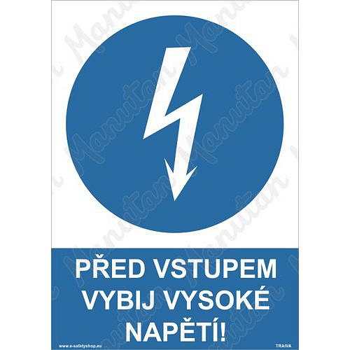 Před vstupem vybij vysoké napětí, plast 148 x 210 x 0,5 mm A5