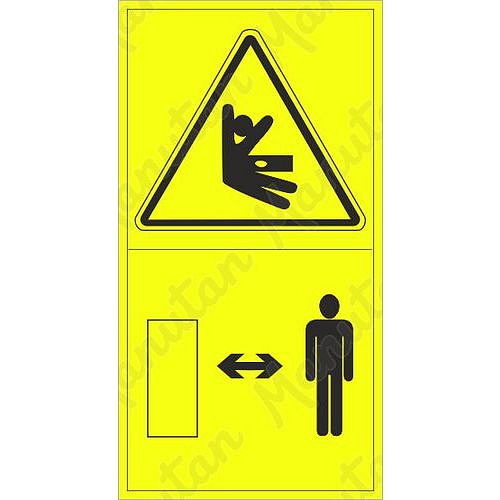 Výstraha možnost bočního stlačení nebo naražení, samolepka 45 x 85 x 0,1 mm