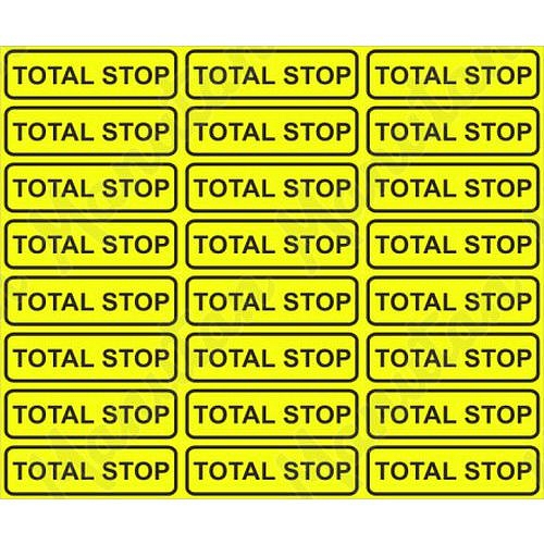 Total stop - Stop tlačítko, samolepka 100 x 30 x 0,1 mm, arch 18 ks