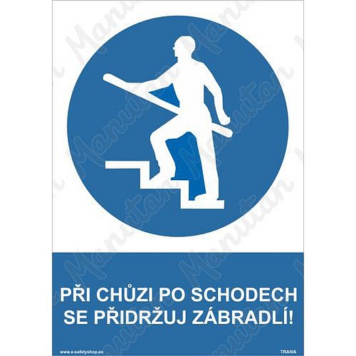 Při chůzi po schodech se přidržuj zábradlí, samolepka 148 x 210 x 0,1 mm A5