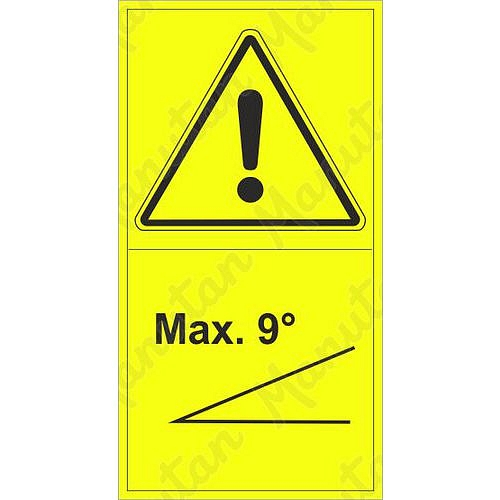 Výstraha svahová dostupnost 9°, samolepka 95 x 175 x 0,1 mm