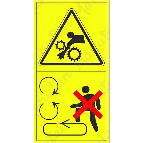 Výstraha možnost vtažení paží do stroje, samolepka 45 x 85 x 0,1 mm