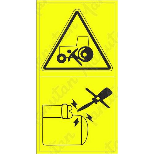 Výstraha možnost přejetí strojem, samolepka 95 x 175 x 0,1 mm