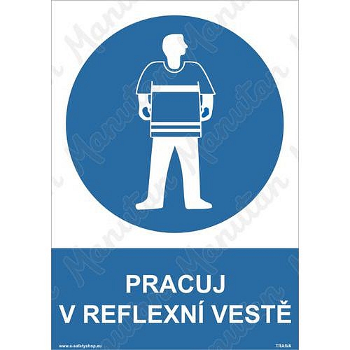 Pracuj v reflexní vestě, plast 148 x 210 x 2 mm A5