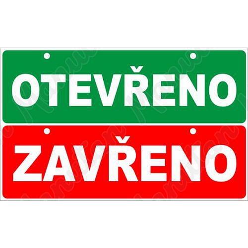 Otevřeno - Zavřeno, plast 210 x 50 x 0,5 mm, oboustranná