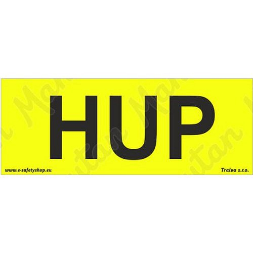 HUP hlavní uzávěr plynu, samolepka 75 x 25 x 0,1 mm, arch 24 ks