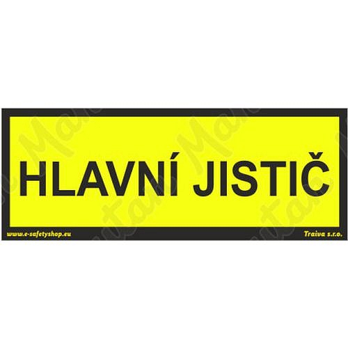 Hlavní jistič, samolepka 100 x 30 x 0,1 mm, arch 18 ks