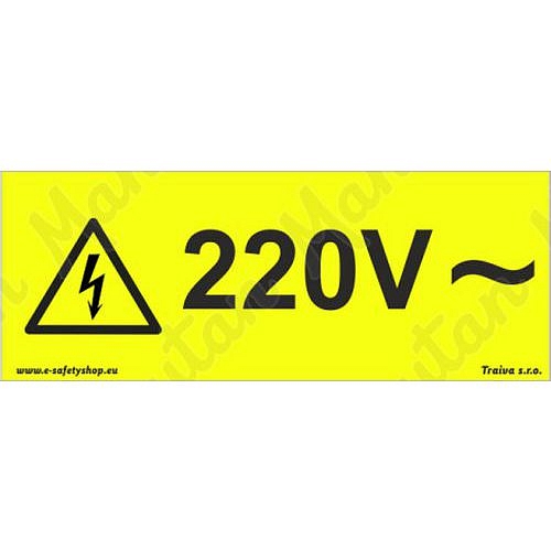220V střídavé napětí, samolepka 210 x 80 x 0,1 mm