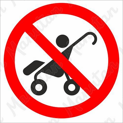 Zákaz kočárků, samolepka 92 x 92 x 0,1 mm