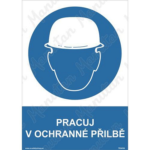 Pracuj v ochranné přilbě, samolepka 148 x 210 x 0,1 mm A5