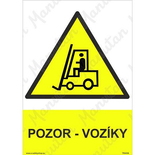 Pozor vozíky, samolepka 148 x 210 x 0,1 mm A5