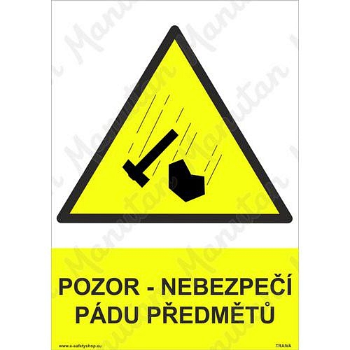 Pozor nebezpečí pádu předmětů, plast 297 x 420 x 0,5 mm A3