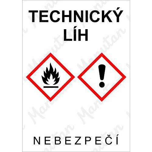 Technický líh, samolepka 52 x 74 x 0,1 mm