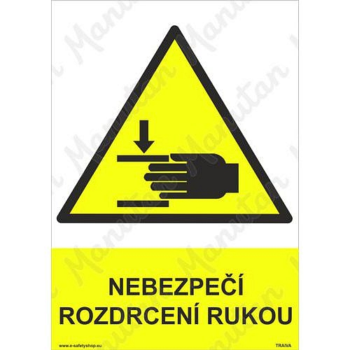 Nebezpečí rozdrcení rukou, plast 148 x 210 x 0,5 mm A5