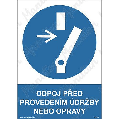 Odpoj před provedením údržby nebo opravy, samolepka 148 x 210 x 0,1 mm A5