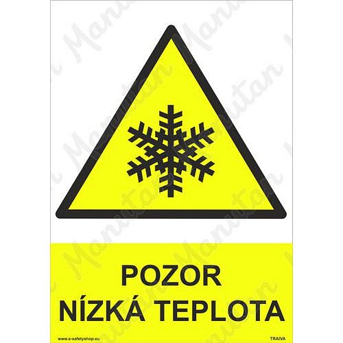 Pozor nízká teplota, samolepka 210 x 297 x 0,1 mm A4