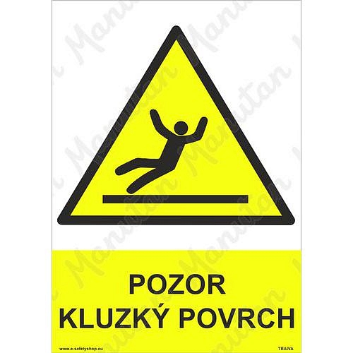 Pozor kluzký povrch, plast 148 x 210 x 0,5 mm A5